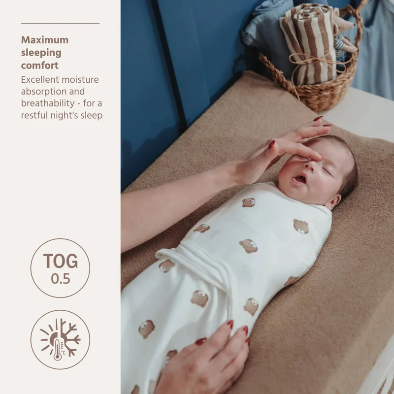 Couverture d’emmaillotage bébé – coton 0-3 mois ourson