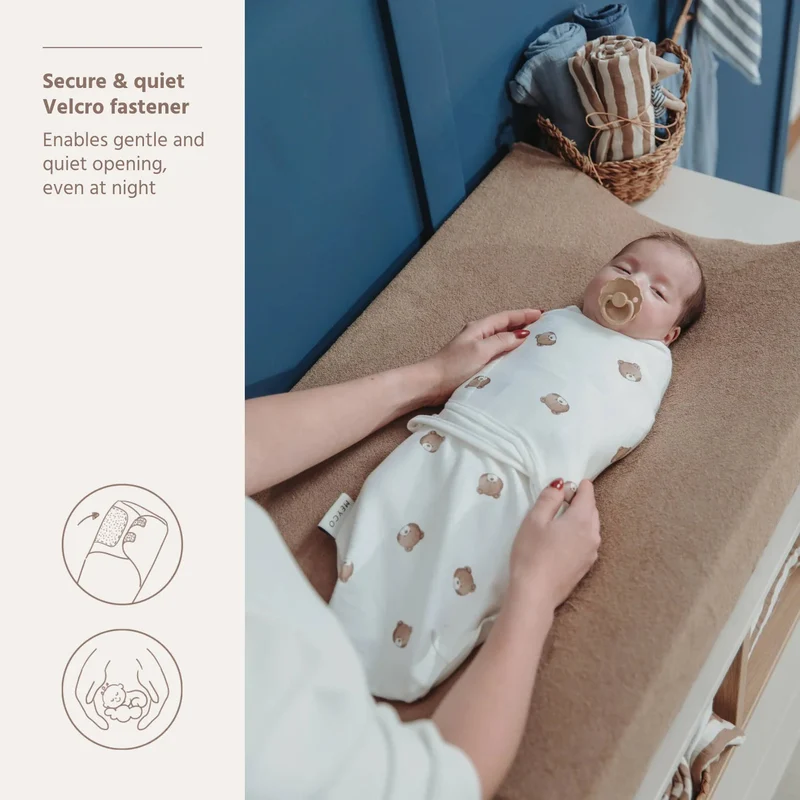 Couverture d’emmaillotage bébé – coton 0-3 mois ourson