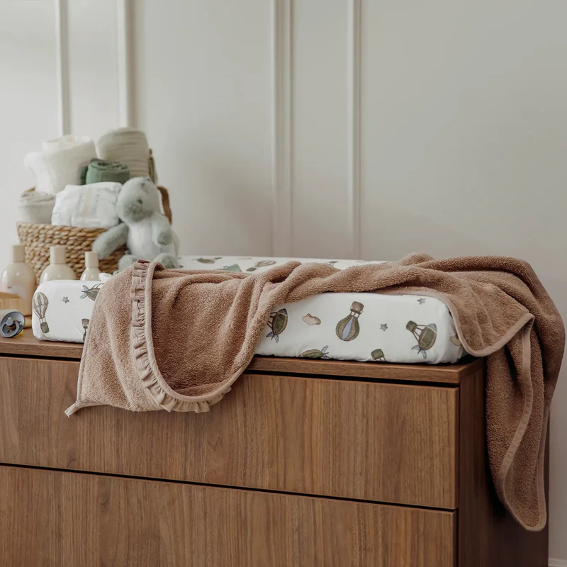 Housse matelas à langer bébé coton 50x70 montgolfière