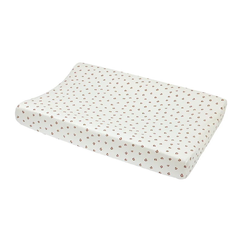 Housse matelas à langer bébé coton 50x70 coeurs rouge