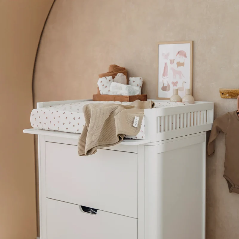 Housse matelas à langer bébé coton 50x70 Léopard rose