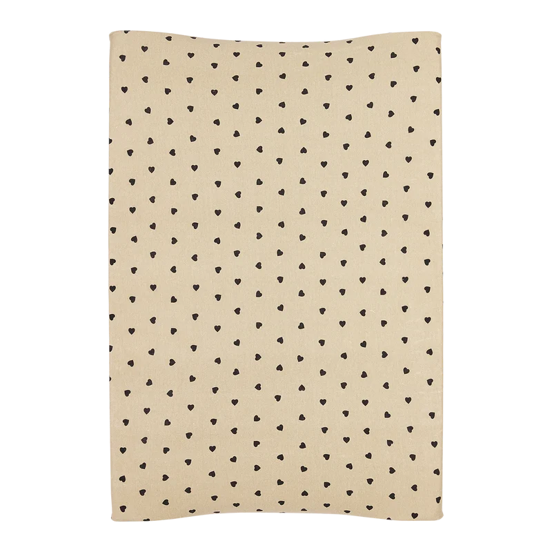 Housse matelas à langer bébé coton 50x70 sable coeurs noirs