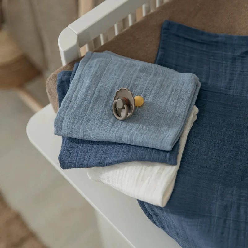 Lange bébé mousseline bleu indigo naturel – lot de 3
