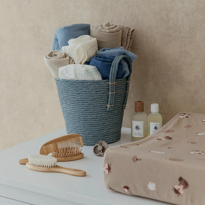 Lange bébé mousseline bleu indigo naturel – lot de 3