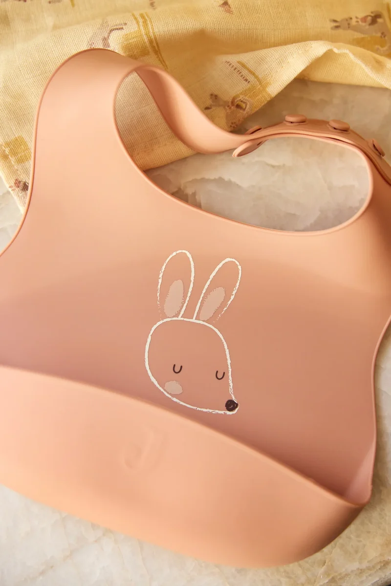Lot de 2 Bavoirs Silicone Bébé Kangourous
