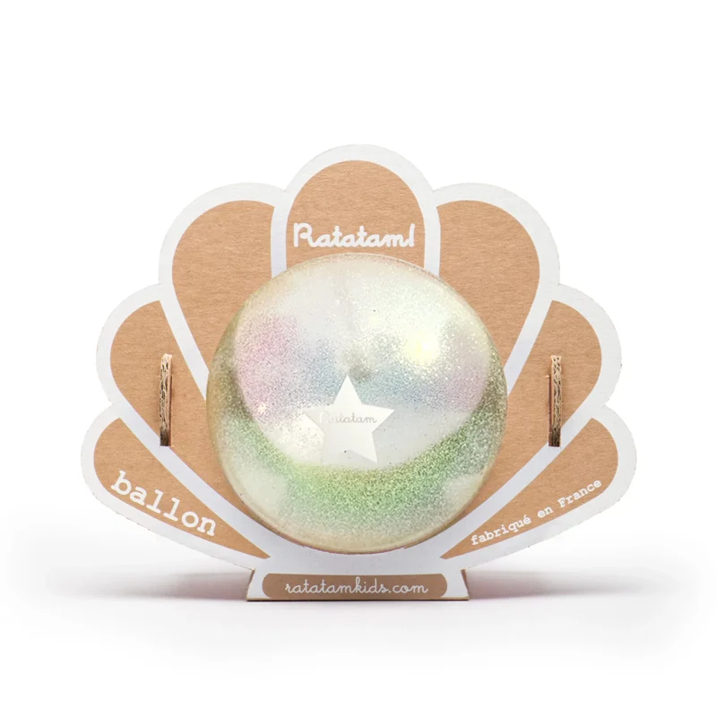 Ballon bébé coquillage 10 cm – jouet enfant Made in France blanc
