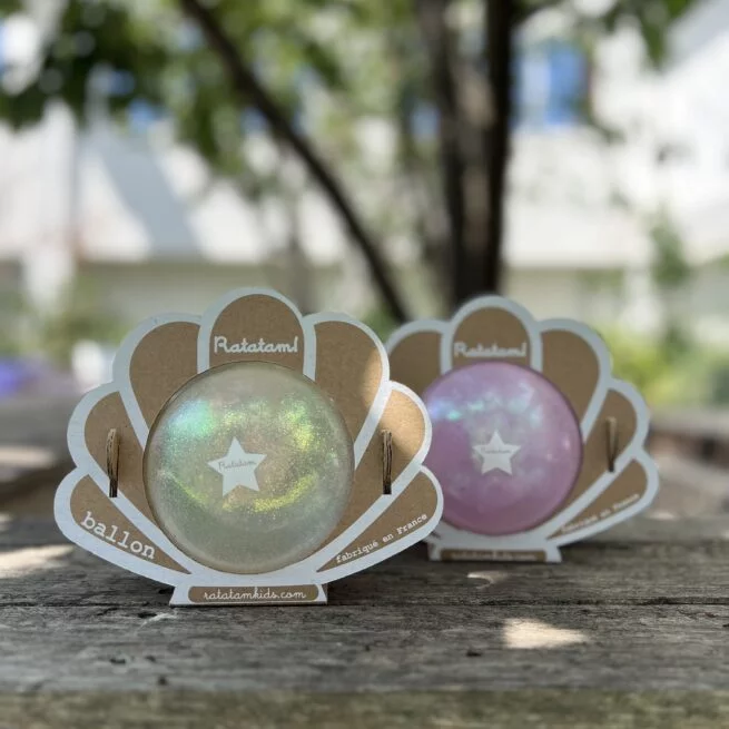 Ballon bébé coquillage 10 cm – jouet enfant Made in France blanc