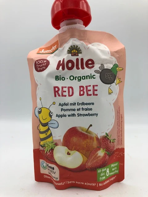 Red Bee, gourde pomme fraise, 100g, Holle