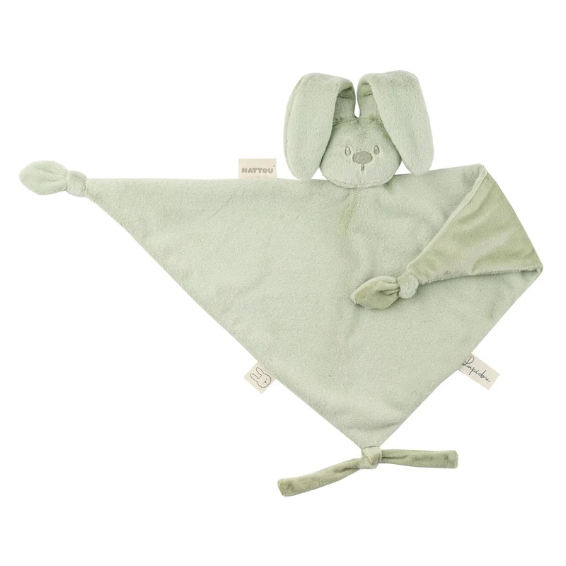 Maxi doudou bébé lapin vert tilleul – doudou naissance 65 cm