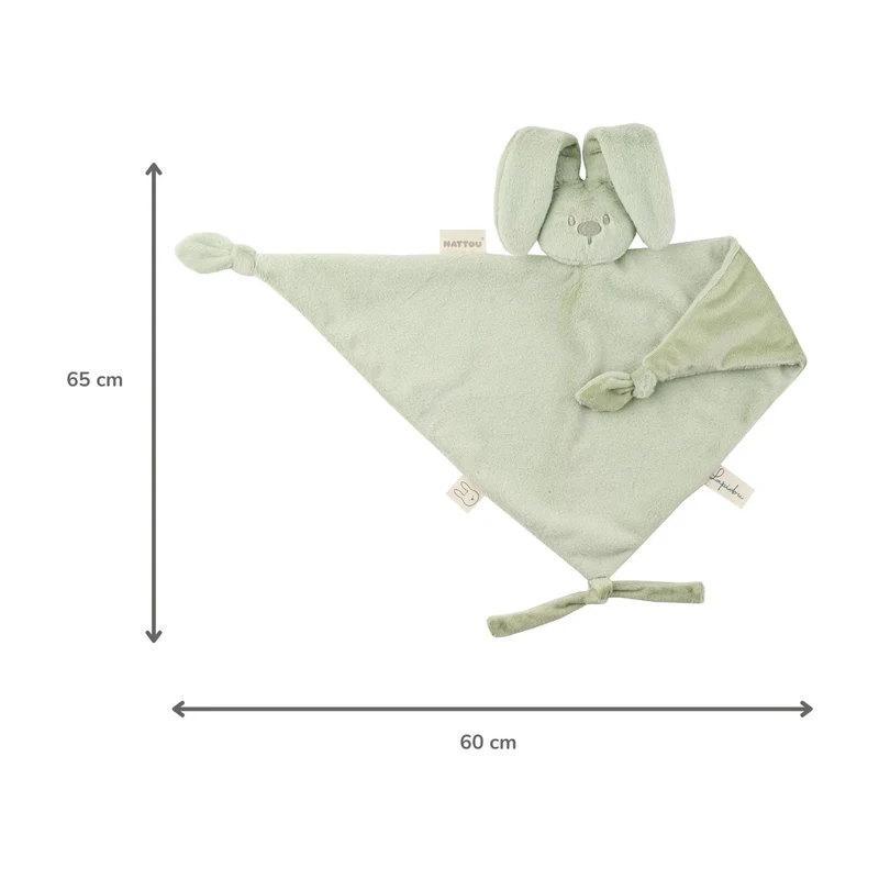 Maxi doudou bébé lapin vert tilleul – doudou naissance 65 cm