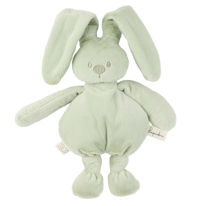 Doudou lapin en peluche 30 cm – Peluche douce bébé vert tilleul