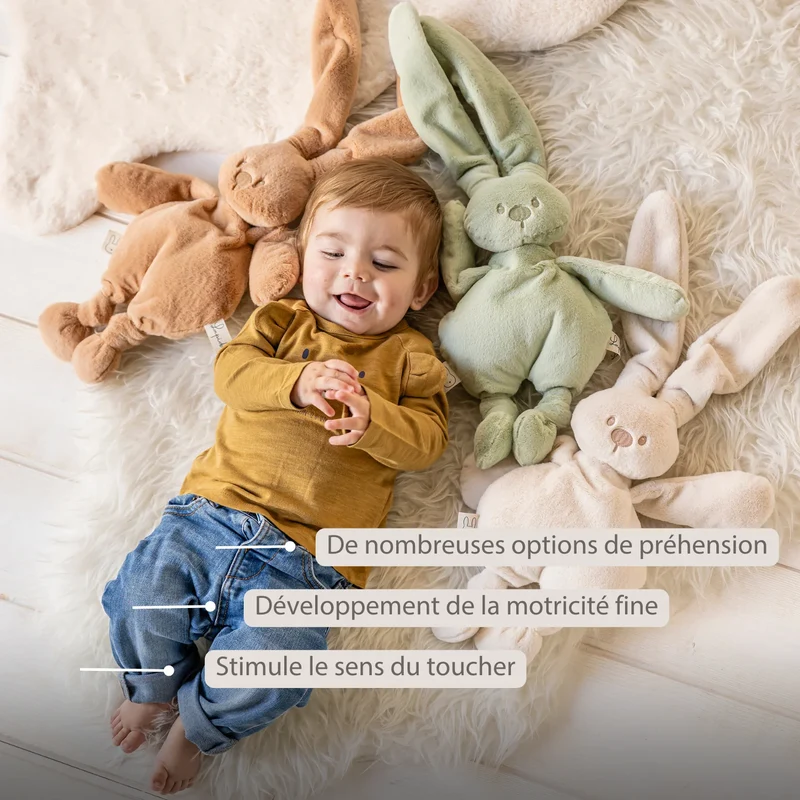 Doudou lapin en peluche 30 cm – Peluche douce bébé vert tilleul