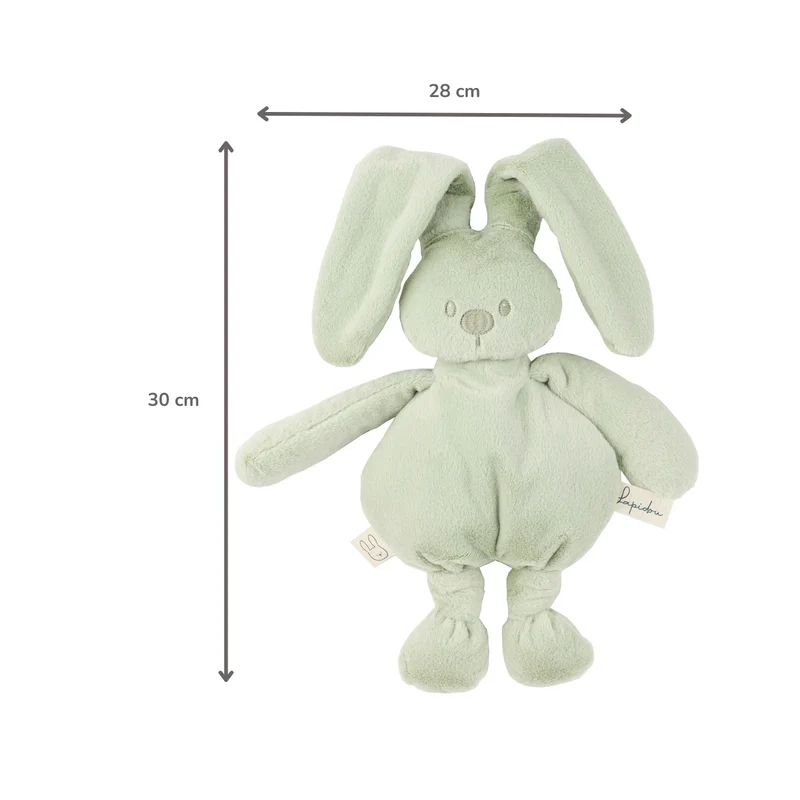 Doudou lapin en peluche 30 cm – Peluche douce bébé vert tilleul