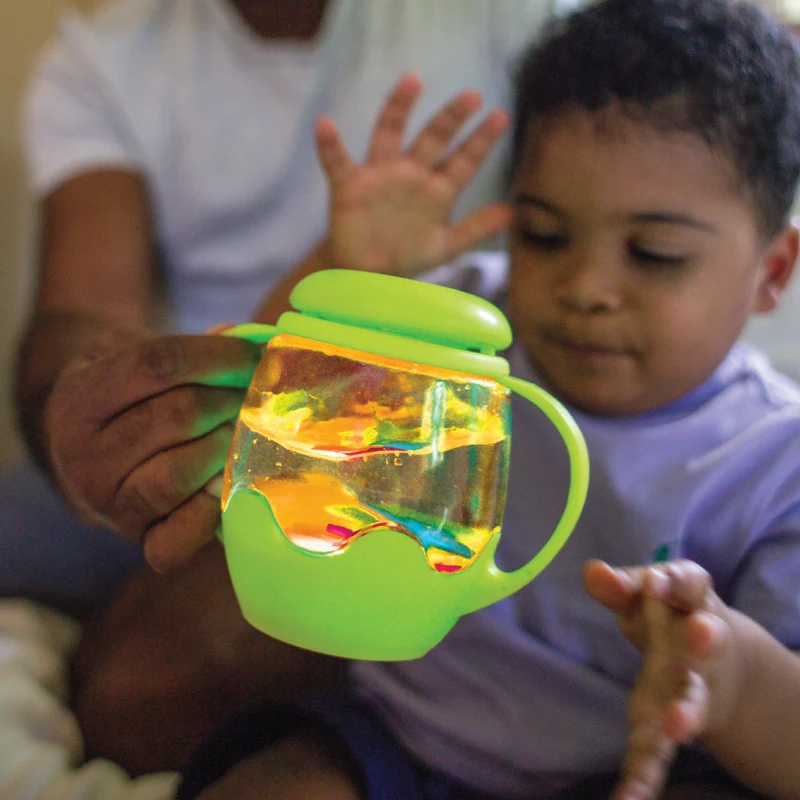 Jarre jouet sensoriel lumineux enfant – bocal apaisant dès 18 mois verte