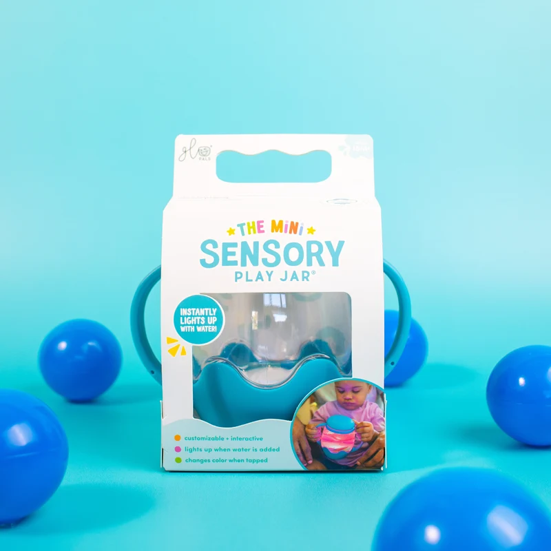 Jarre jouet sensoriel lumineux enfant – bocal apaisant dès 18 mois Bleue
