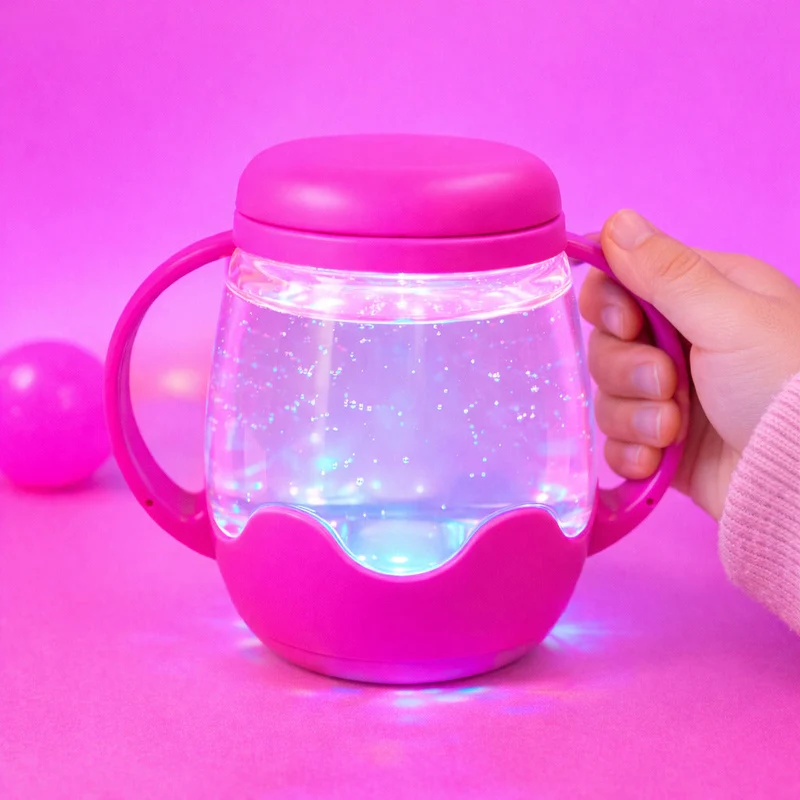 Jarre jouet sensoriel lumineux enfant – bocal apaisant dès 18 mois rose