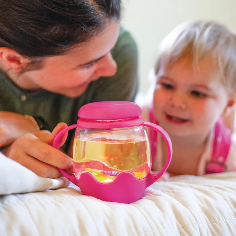 Jarre jouet sensoriel lumineux enfant – bocal apaisant dès 18 mois rose