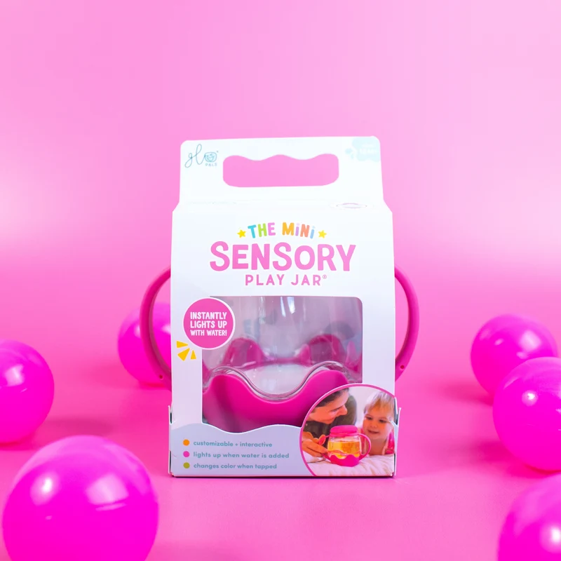 Jarre jouet sensoriel lumineux enfant – bocal apaisant dès 18 mois rose