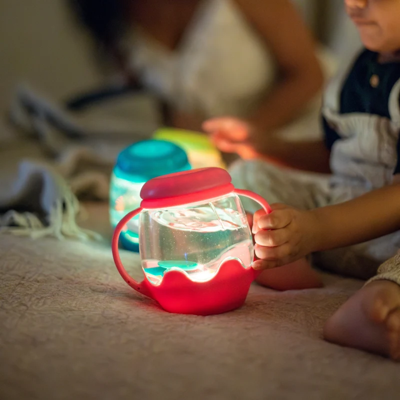 Jarre jouet sensoriel lumineux enfant – bocal apaisant dès 18 mois rose