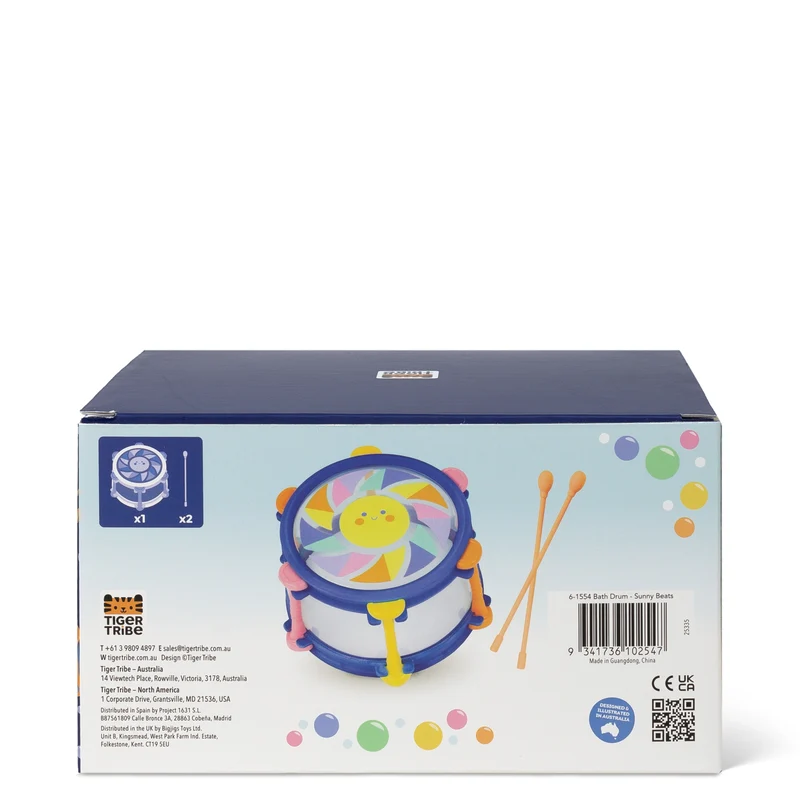 Jouet de bain bébé tambour – jouet d’éveil musical 2 ans