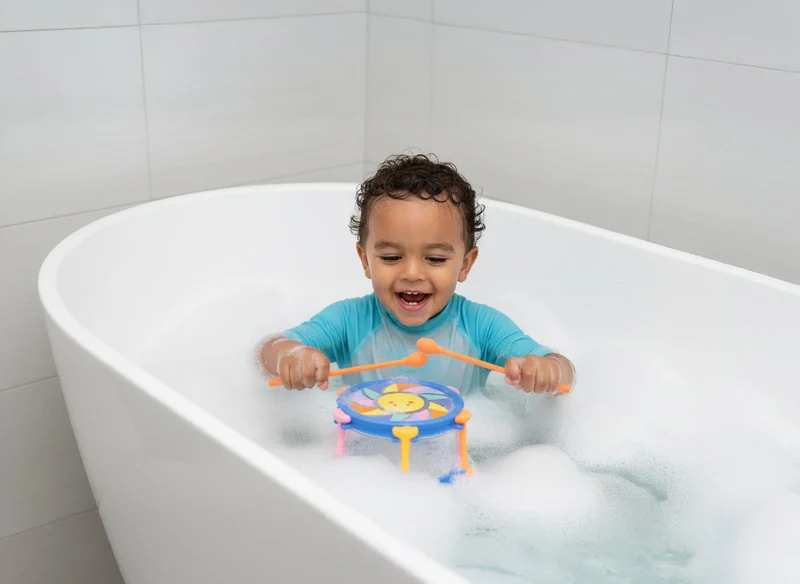 Jouet de bain bébé tambour – jouet d’éveil musical 2 ans