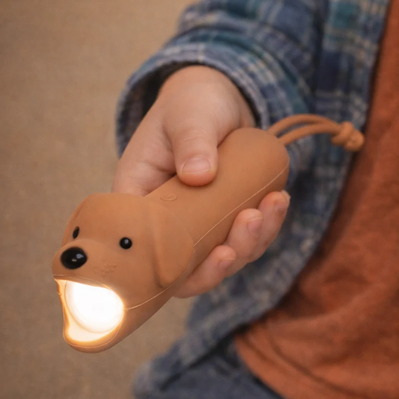 Lampe torche enfant chien caramel rechargeable