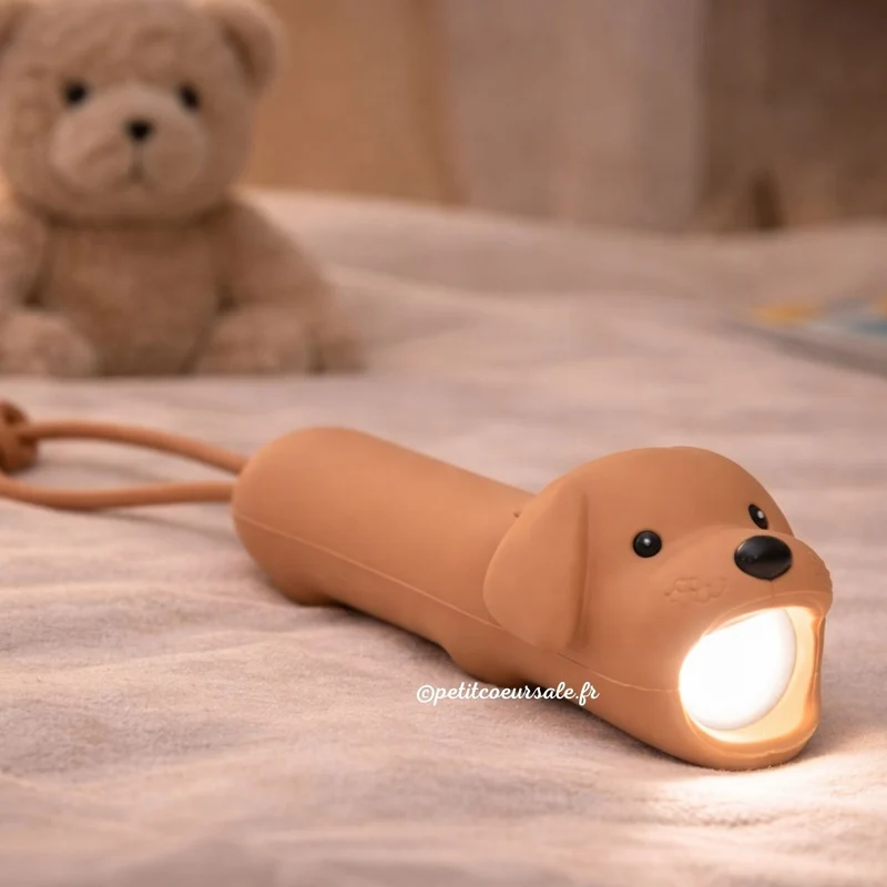 Lampe torche enfant chien caramel rechargeable