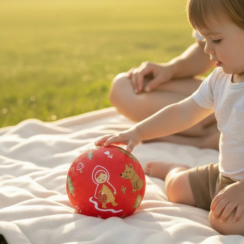 Balle bébé chaperon rouge en caoutchouc naturel – 13 cm ou 18 cm