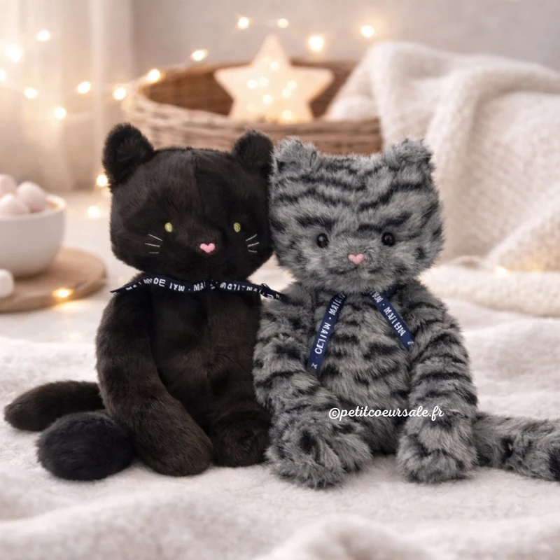 Peluche Grisouille Chat Méloé fabriquée en France – 37 ou 56 cm Maïlou