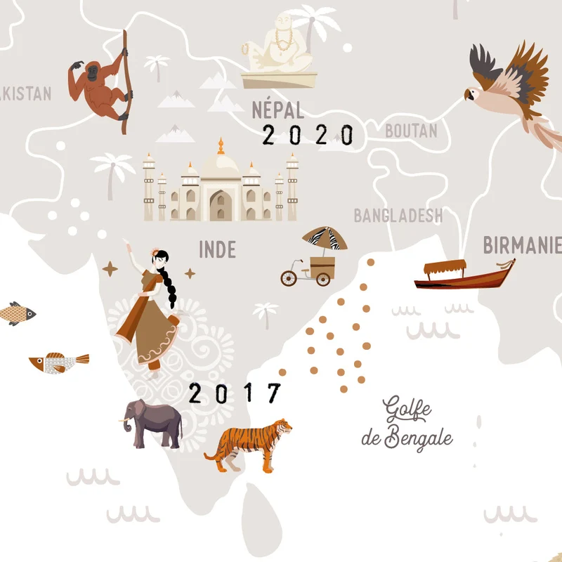 Affiche à tamponner Carte du monde