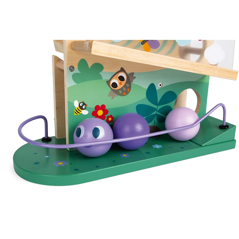 Descendeur en bois bébé 1 an – Chenille avec balles