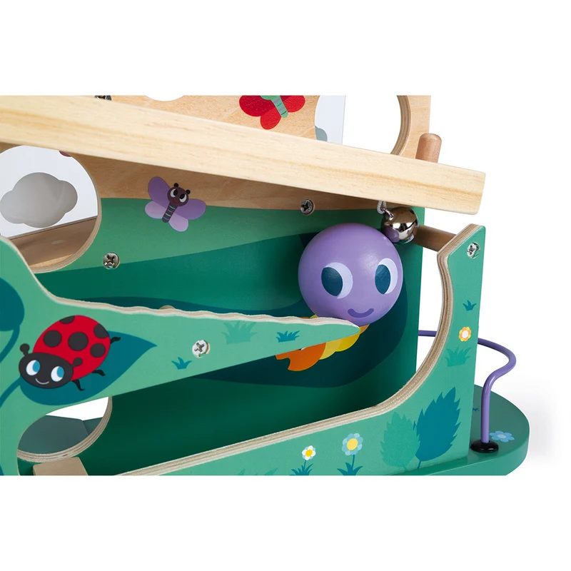 Descendeur en bois bébé 1 an – Chenille avec balles