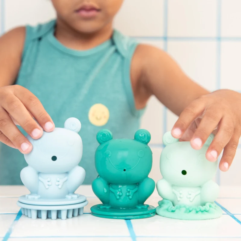 Jouets de bain bébé – Set 3 grenouilles en silicone