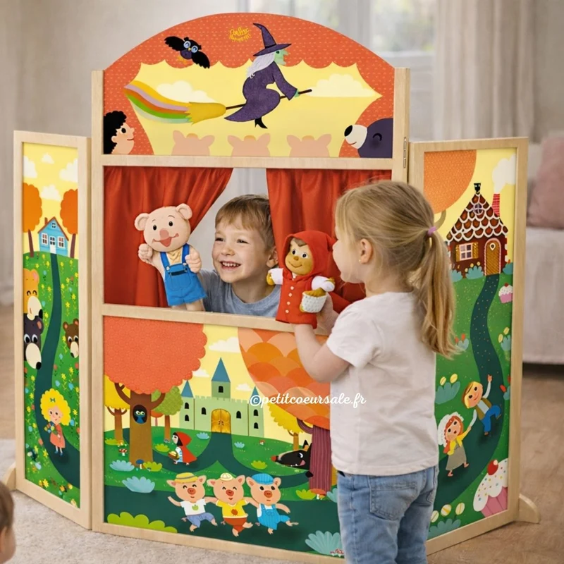 Théâtre de marionnettes en bois enfant – Les Contes