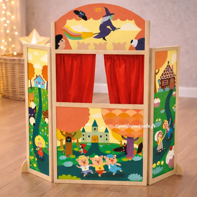 Théâtre de marionnettes en bois enfant – Les Contes