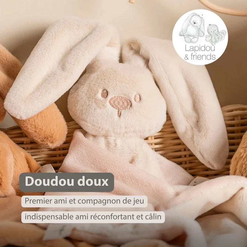 Maxi doudou lapin bébé 65x40 cm – Doudou sable dès la naissance