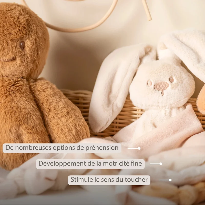 Maxi doudou lapin bébé 65x40 cm – Doudou sable dès la naissance