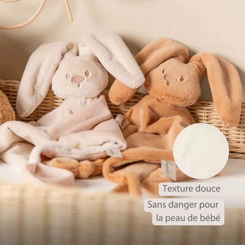 Maxi doudou lapin bébé 65x40 cm – Doudou sable dès la naissance