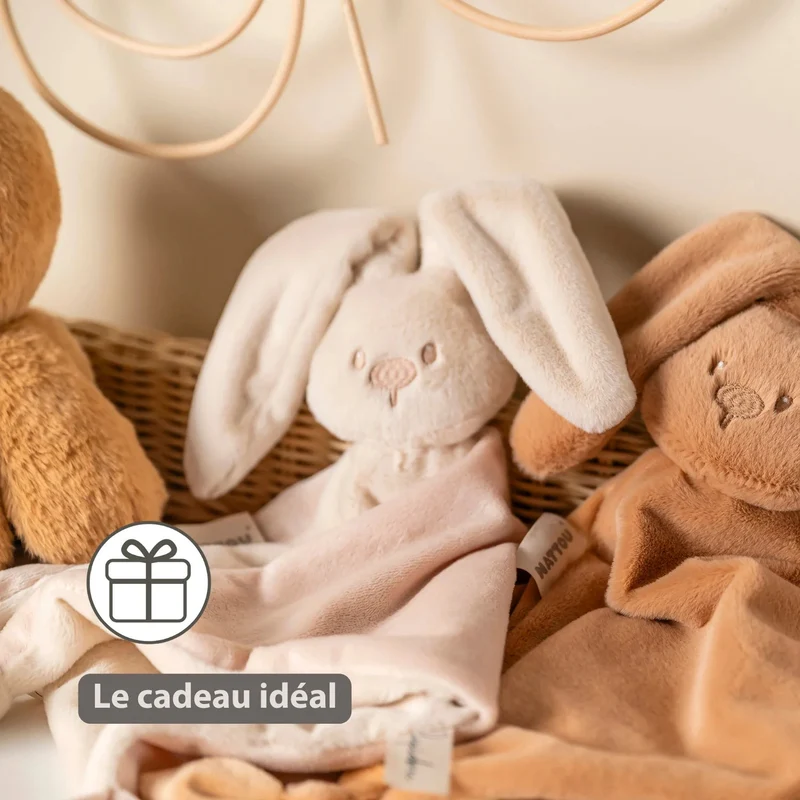 Maxi doudou lapin bébé 65x40 cm – Doudou sable dès la naissance