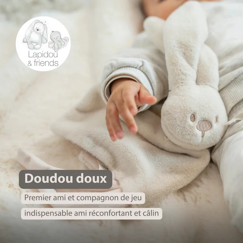 Doudou lapin bébé 27x27 cm – Doudou sable dès la naissance