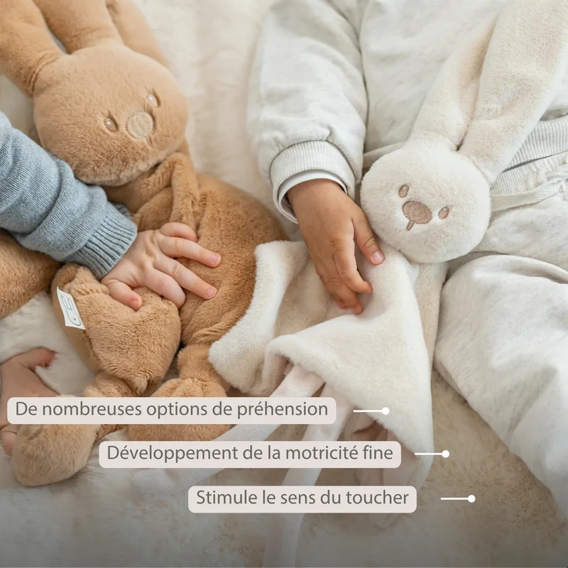 Doudou lapin bébé 27x27 cm – Doudou sable dès la naissance