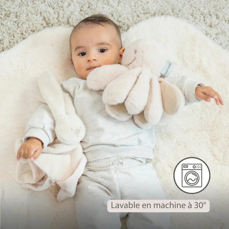 Doudou lapin bébé 27x27 cm – Doudou sable dès la naissance