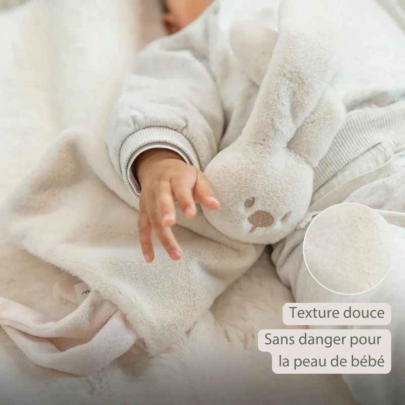 Doudou lapin bébé 27x27 cm – Doudou sable dès la naissance