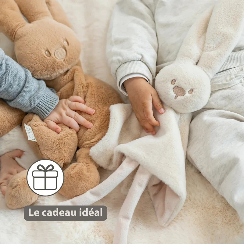 Doudou lapin bébé 27x27 cm – Doudou sable dès la naissance
