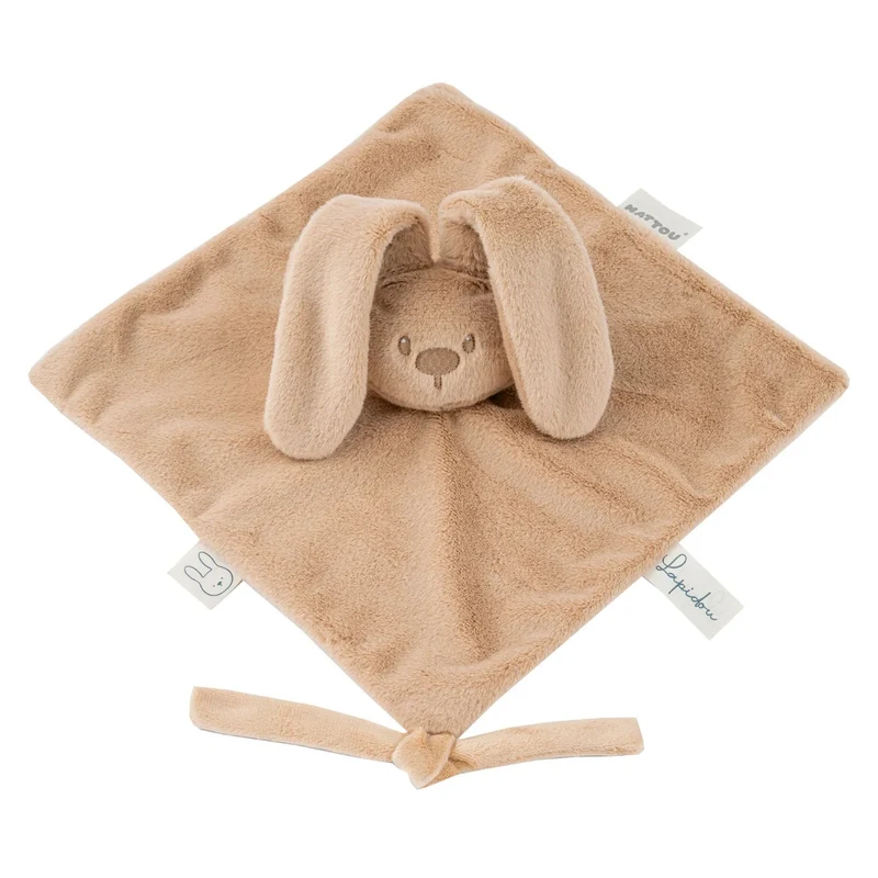 Doudou lapin bébé 27x27 cm – Doudou beige chaud dès la naissance