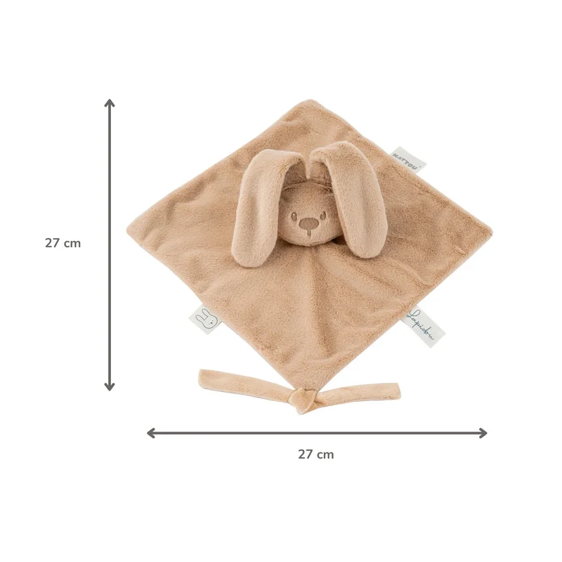 Doudou lapin bébé 27x27 cm – Doudou beige chaud dès la naissance