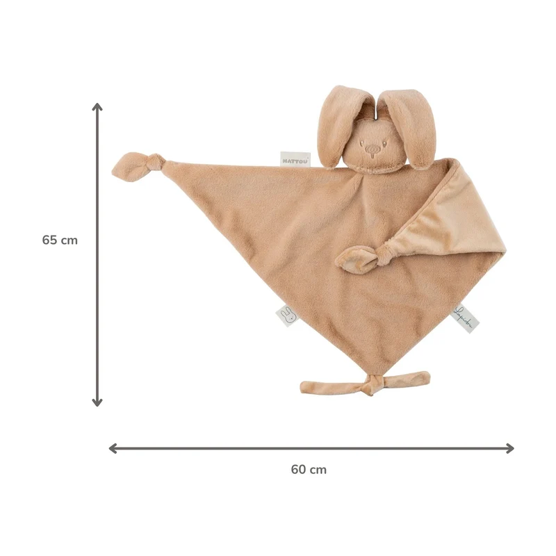 Maxi doudou lapin bébé 65x40 cm – Doudou beige chaud dès la naissance