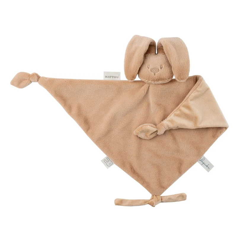 Maxi doudou lapin bébé 65x40 cm – Doudou beige chaud dès la naissance