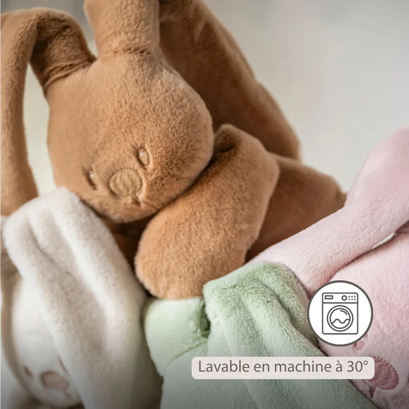 Doudou lapin en peluche 30 cm – Peluche douce bébé beige chaud
