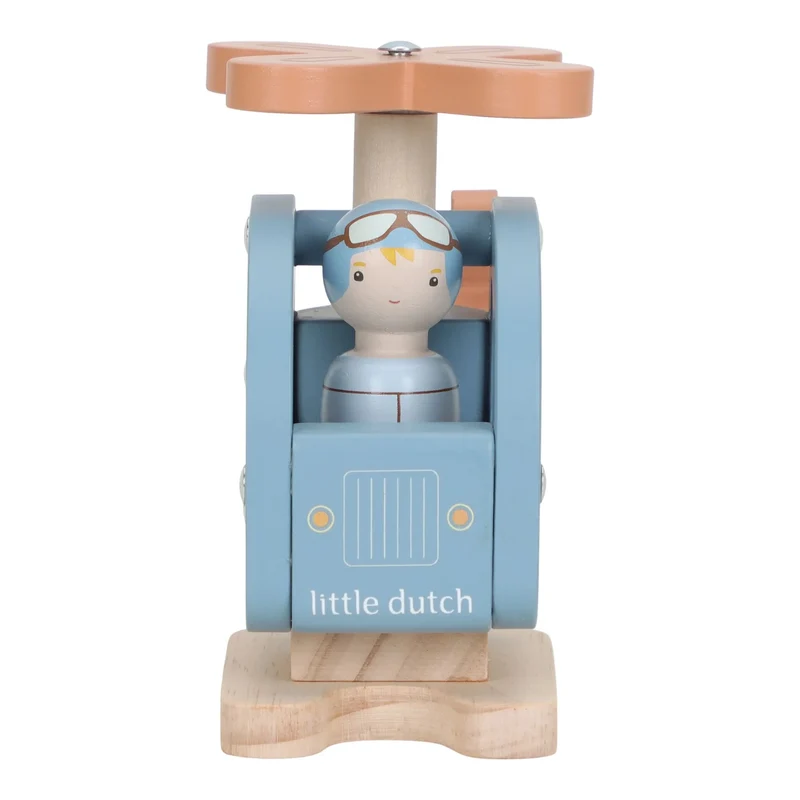 Hélicoptère en bois avec figurine – jouet 18 mois